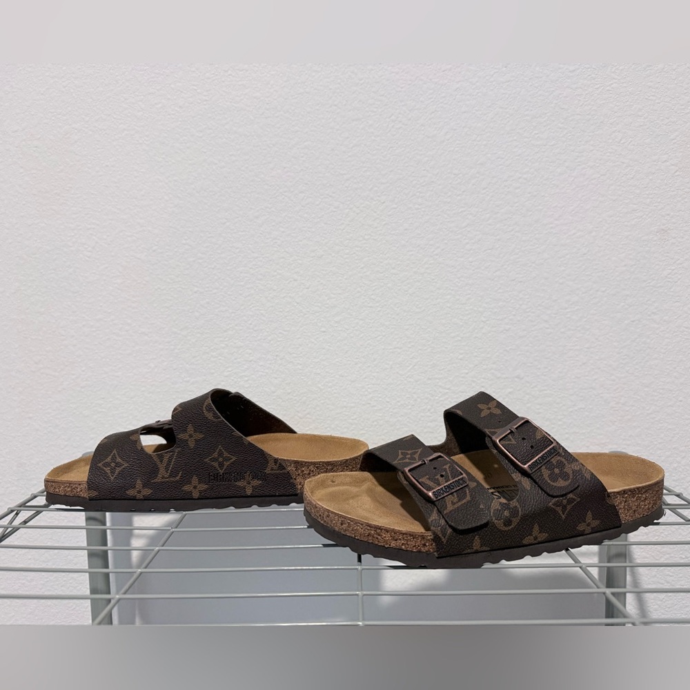 Birkenstock Brown LV Monogram Slides
